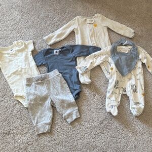 Cozy Newborn Boy Set - White, Gray, and Blue